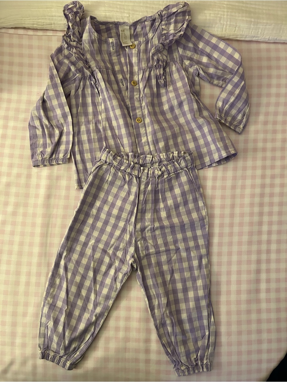 H&M Lavender and White Gingham Kids Matching Set